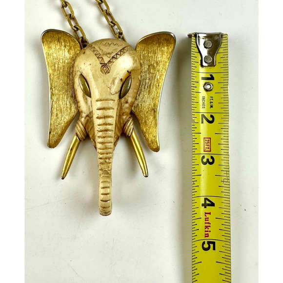 Vintage 1970's Luca Razza Elephant Necklace Oversized Statement Estate Piece - Picture 7 of 11